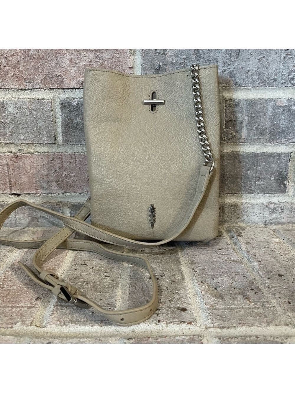 Chain Strap Taupe Crossbody Bag